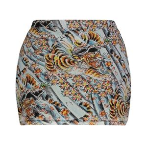 Ed Hardy Blue and Gold Mini Skirt Resort Wear